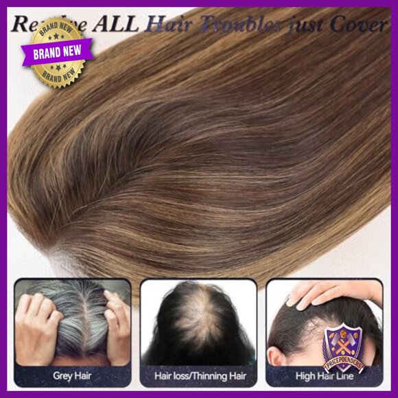 Large 6x5 Swiss Lace Human Hair Topper, 65g Remy, Invisible Coverage main image 6